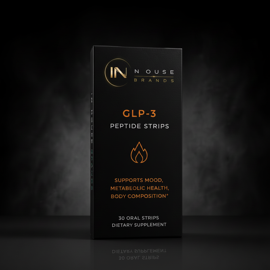 InHouse Brands GLP-3 Peptide Strips black box orange accent packaging