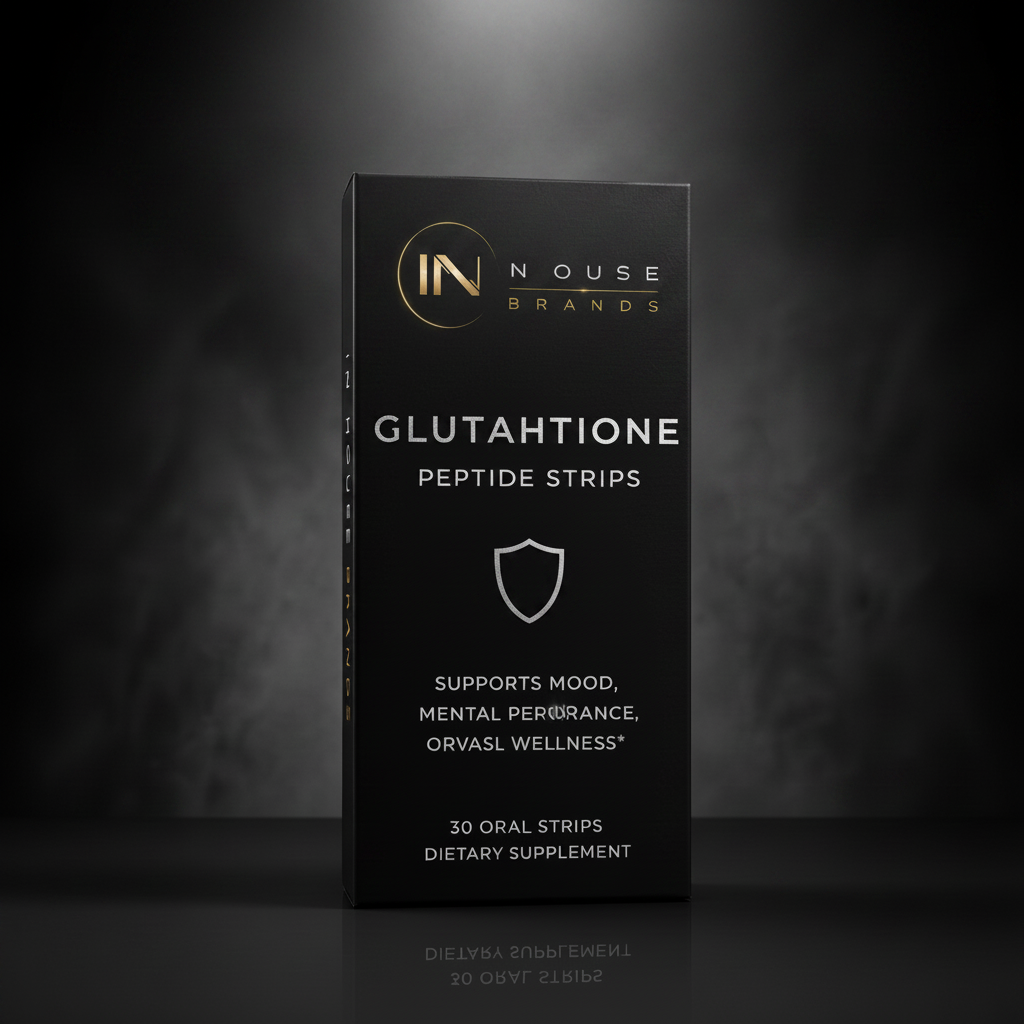 InHouse Brands Glutathione Peptide Strips black box silver accent packaging