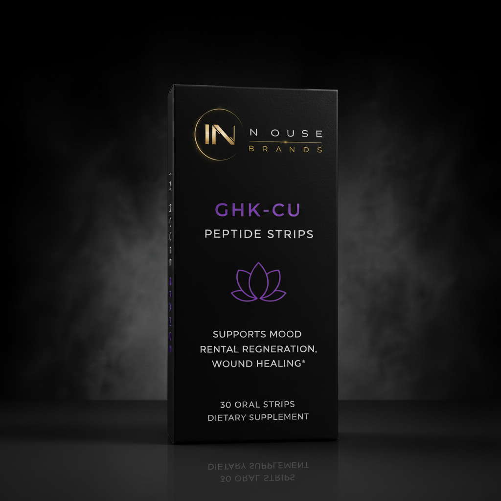 InHouse Brands GHK-Cu Peptide Strips black box purple accent packaging